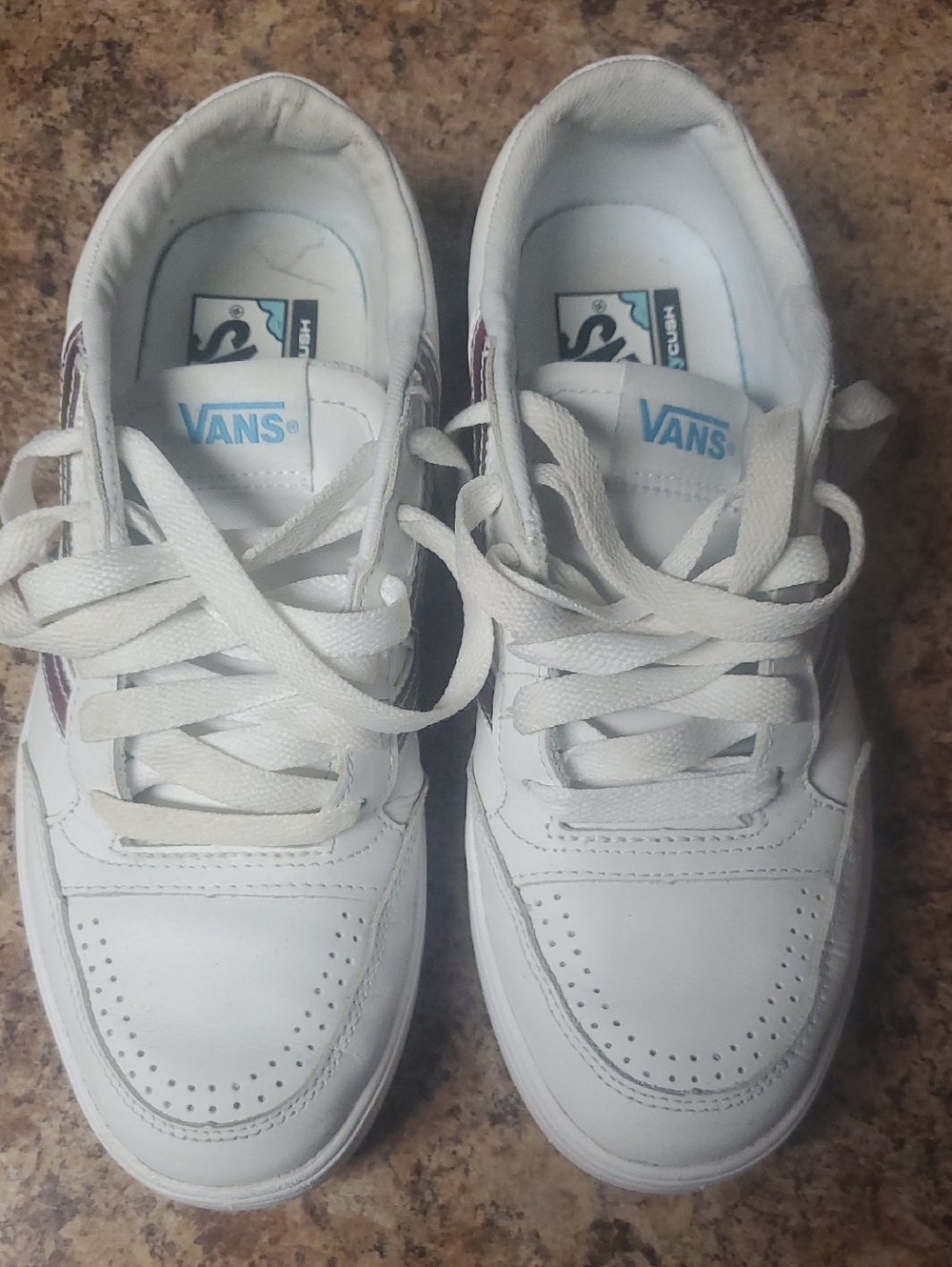 Vans Wome White Low-Top Sneakers with Blue Logo